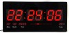 Ceas Digital Perete LED Rosu, Display Mare, Termometru, Calendar, Alarma, JH4622, 45.5x21.5x2.5 cm
