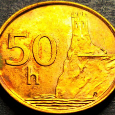 Moneda 50 HALERU - SLOVACIA, anul 2001 * cod 1308 = patina curcubeu