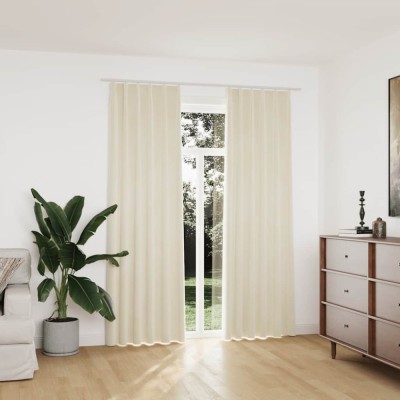 vidaXL Draperii opace cu c&amp;acirc;rlige, 2 buc., crem, 140x225 cm, catifea 134517 foto