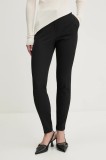 HUGO pantaloni femei, culoarea negru, drept, medium waist, 50539991