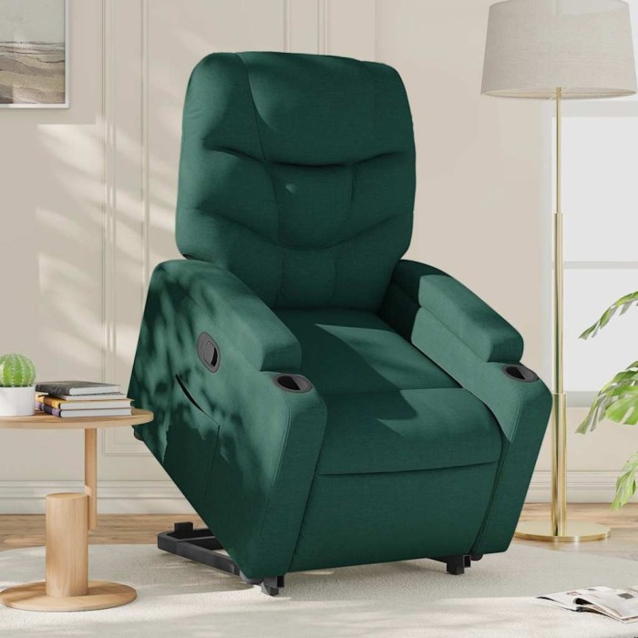vidaXL Fotoliu rabatabil ridicare pe verticală, verde &icirc;nchis, textil