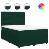 Cumpara ieftin Pat box spring cu saltea, verde inchis, 160x200 cm, catifea