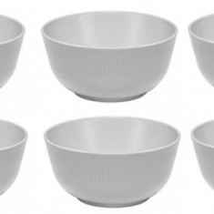 Set 6 boluri pentru servire, Alb mat, Ceramica, 14 cm