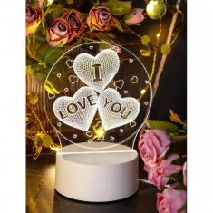 Lampa Decorativa 3D I Love You - 10x17cm