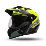 Cumpara ieftin Casca Enduro/ATV UFO Aries negru/galben neon cu viziera