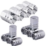 Set 12 Capace Hexagonale pentru Valva Auto, Aliaj Aluminiu, Lungime 1.8 cm, Argintiu