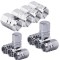 Set 12 Capace Hexagonale pentru Valva Auto, Aliaj Aluminiu, Lungime 1.8 cm, Argintiu