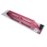 Cumpara ieftin Gletiera inox, pentru adezivi, cu zimti, 10x10 mm, 68x13 cm x 1.2 mm, maner lemn lung, Olejnik