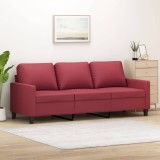 VidaXL Canapea cu 3 locuri, roșu vin, 180 cm, piele ecologică