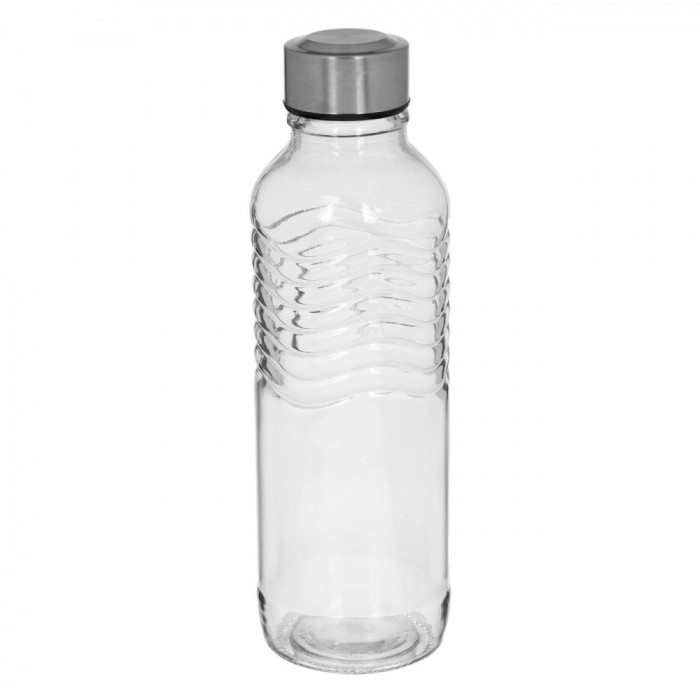 Sticlă Apă, Capac Metalic, Transparent, Capacitate 0,55L, 6.5x22.5cm