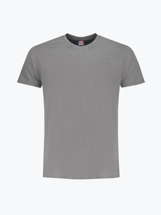 Tricou barbati cu decolteu la baza gatului din bumbac, Gri inchis, L