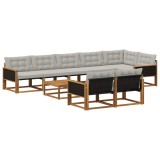 vidaXL Set de canapele de exterior 9 pcs Natural și gri deschis 3381511