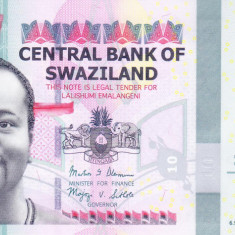 Bancnota Swaziland 10 Emalangeni 2015 - P41 UNC ( VISION 2022 )