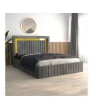 Pat Tapitat Ianis Gri + Saltea Lux Ortopedica 140x200cm