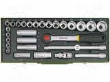 Set Chei Tubulare Proxxon 29 Buc Oțel Crom Vanadiu 8-34mm + Capete Bujii 16, 21mm, Clichet 1/2, Prelungitoare