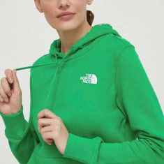 The North Face hanorac de bumbac femei, culoarea verde, cu glugă, neted, NF0A7X2TPO81