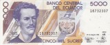 Bancnota Ecuador 5.000 Sucres 26.3.1999 - P128c UNC