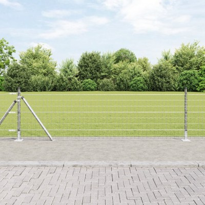 vidaXL Gard European cu 7 St&amp;acirc;lpi Flanșați, 0.4 x 10 m, Oțel Galvanizat foto