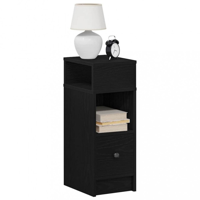vidaXL Noptiere, 2 buc., cu sertar, negru, 25x31x66 cm 858617