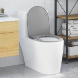 Scaun de toaletă vidaXL cu eliberare rapidă și &icirc;nchidere lentă, din Duroplast, Gri