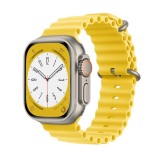Cumpara ieftin Curea smartwatch, THD, Oceanic Loop, pentru Apple Watch Ultra2 49 mm, Apple Watch 46 mm seria 10, marime universala, galben, catarama gri
