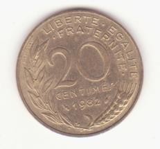 Franța 20 centimes 1982 foto