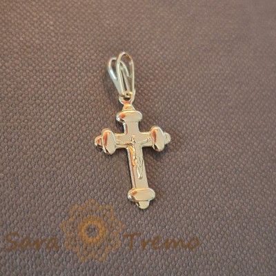 Cruciulita clasica 2 cm cu Iisus Hristos reliefat foto