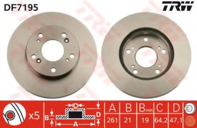 Disc frana HONDA STREAM (RN) (2001 - 2016) TRW DF7195 foto