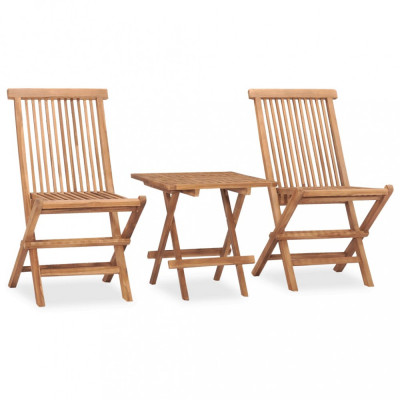 Set mobilier de exterior pliabil, 3 piese, lemn masiv tec GartenMobel Dekor foto