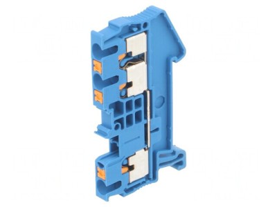 Conector &amp;Icirc;mbinare Șine 1 Pista 3 Borne Albastru 0.14-4mm2 foto