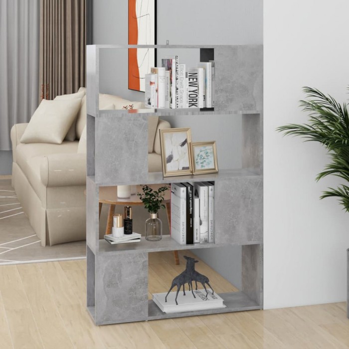 vidaXL Bibliotecă/Separator cameră, gri beton, 80x24x124,5 cm, PAL 809138