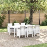 VidaXL Set de Masă de Grădină 7 pcs Alb 200 x 100 x 73 cm Rattan PE