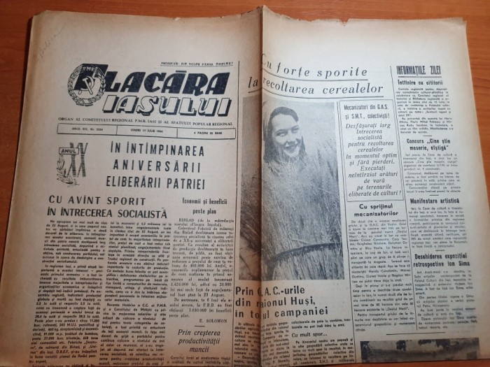 flacara iasului 17 iulie 1964-articol raionul husi si bihor