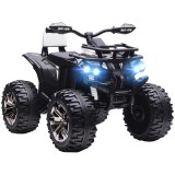 HOMCOM Quad Electric pentru Copii 3-5 Ani 12V, 3-8km/h Mini Quad pentru Copii cu 2 Motoare, Muzică, MP3, Conector USB, Card TF, Faruri și Pedală, Alb