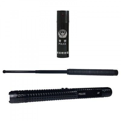 Set Baston cu electrosoc, Police X8 si baston telescopic Police, 50 cm, cadou spray paralizant foto
