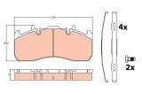 Set placute frana disc Renault Trucks C, D, Midlum, Premium 2; Volvo Fe, Fe II, Fh, FH12, FH16, Fl II, Fl III Motor 10 P 210, 10 P 240, 12 KP 250,