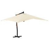 Umbrela consola de gradina stalp din lemn, nisipiu, 400x300 cm
