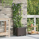 Cumpara ieftin Ghivece de Grădină 1 buc Zăbrele Maro 40 x 40 x 142 cm Plastic