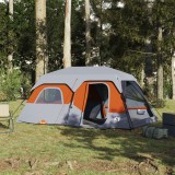 Cort Familie Gossi 9 Persoane, Gri/Portocaliu, Impermeabil, Montare Rapida, Poliester, Camping