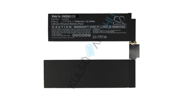 &Icirc;nlocuire baterie tabletă VHBW pentru Apple A2224 - 7500 mAh 3,77 V Li-polimer