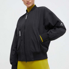 adidas by Stella McCartney geacă bomber femei, culoarea negru, de tranziție, oversize IP1370