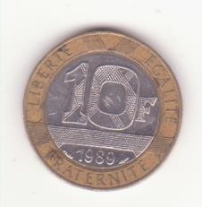 Franța 10 franci 1989 - G&amp;eacute;nie de la Libert&amp;eacute; foto