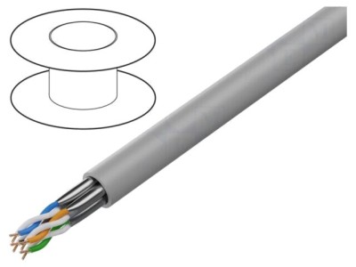 Cablu U/FTP 4x2x23AWG 6a LANBERG cu s&amp;acirc;rmă Cu LSZH gri 305m &amp;Oslash;7,5mm foto