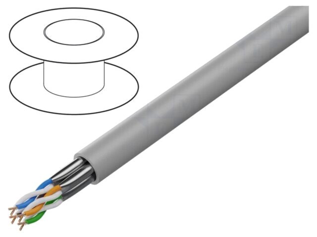 Cablu U/FTP 4x2x23AWG 6a LANBERG cu s&acirc;rmă Cu LSZH gri 305m &Oslash;7,5mm