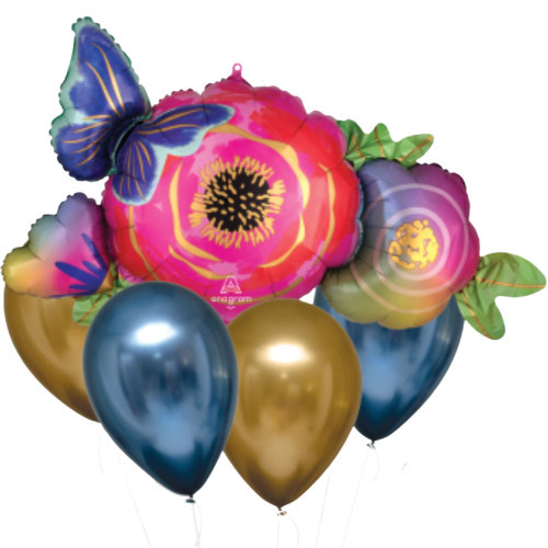 Buchet 5 baloane decorative, Satin Luxe Floare si Fluture