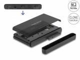 Convertor USB 3.2 Gen2 type C la M.2 NVMe SSD + 1 x SATA SSD/HDD cu functie de clona, Delock 64190