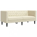 Cumpara ieftin Canapea Chesterfield cu 2 locuri, crem, piele ecologica