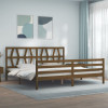 Cadru pat cu tablie, maro miere, 200x200 cm, lemn masiv GartenMobel Dekor, vidaXL