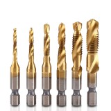 Set profesional cu 6 piese, gaurire + filet, m3 - m10, duritate medie (galben)