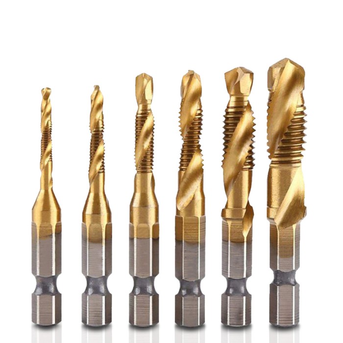Set profesional cu 6 piese, gaurire + filet, m3 - m10, duritate medie (galben)